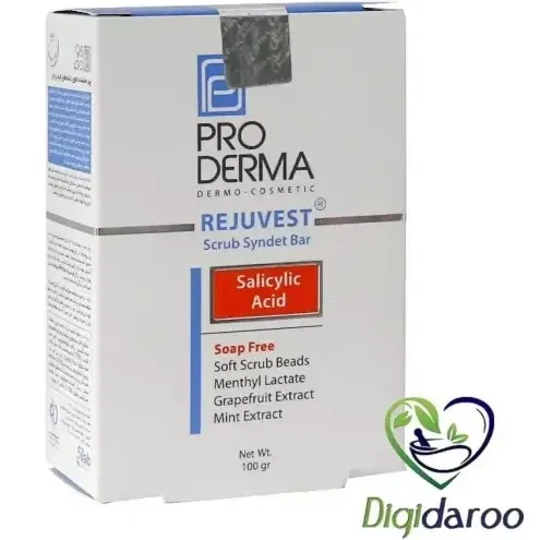 پن ساینده حاوی دانه ‌های لایه بردار پرودرما 100 گرم ا Proderma Rejuvest Scrub Syndet Bar 100 g