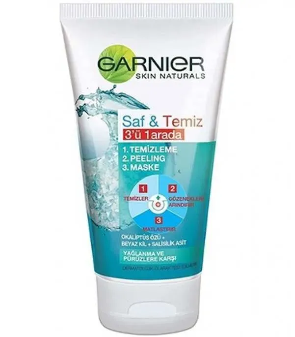 شوینده لایه بردار پوست 3 کاره گارنیر ا Garnier Pure Active 3 In 1 Wash Scrub And Mask 150ml